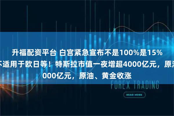 升福配资平台 白宫紧急宣布不是100%是15%：药品关税不适用于欧日等！特斯拉市值一夜增超4000亿元，原油、黄金收涨