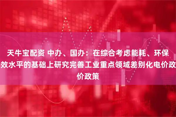 天牛宝配资 中办、国办：在综合考虑能耗、环保绩效水平的基础上研究完善工业重点领域差别化电价政策